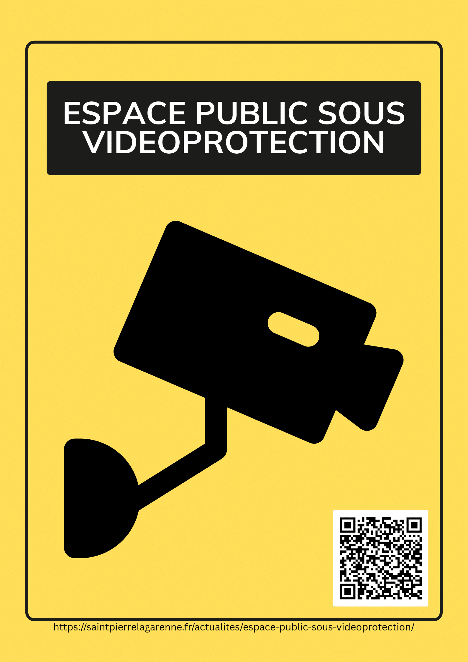 Yellow and Black Modern Security Camera Warning Sign Poster